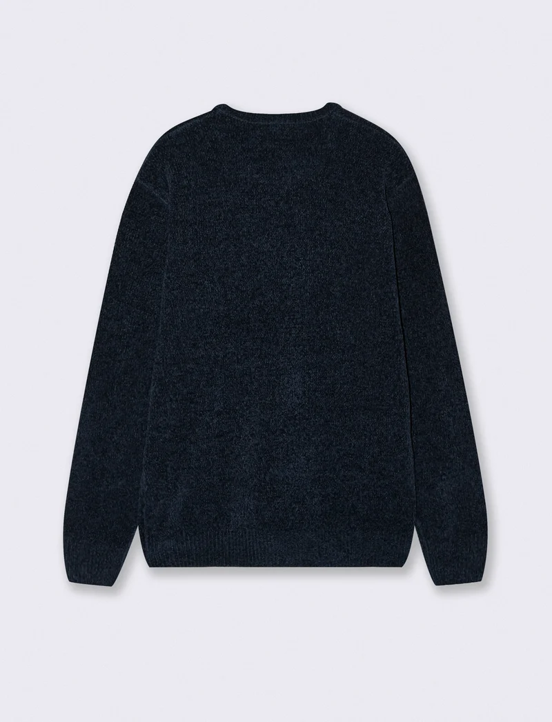 MAGLIA GIROCOLLO IN CINIGLIA - Blu