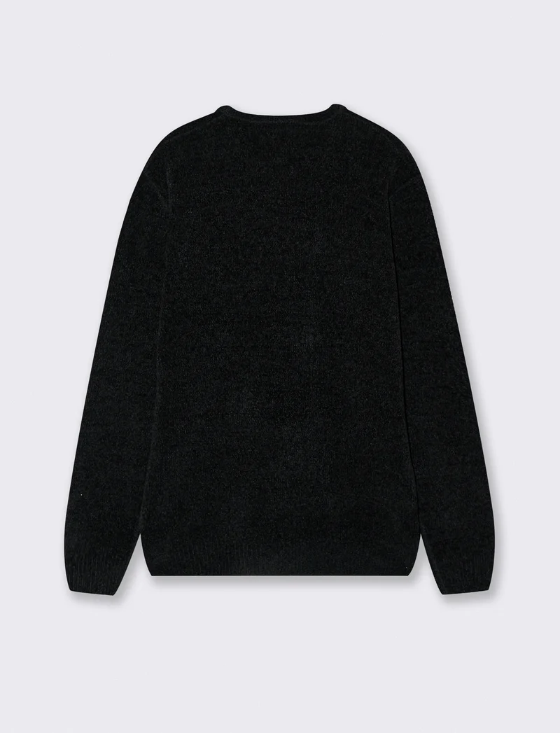 MAGLIA GIROCOLLO IN CINIGLIA - Nero
