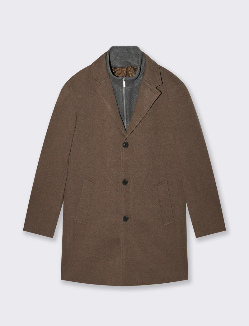 CAPPOTTO FINTO DOPPIO CAPO - Grigio fango