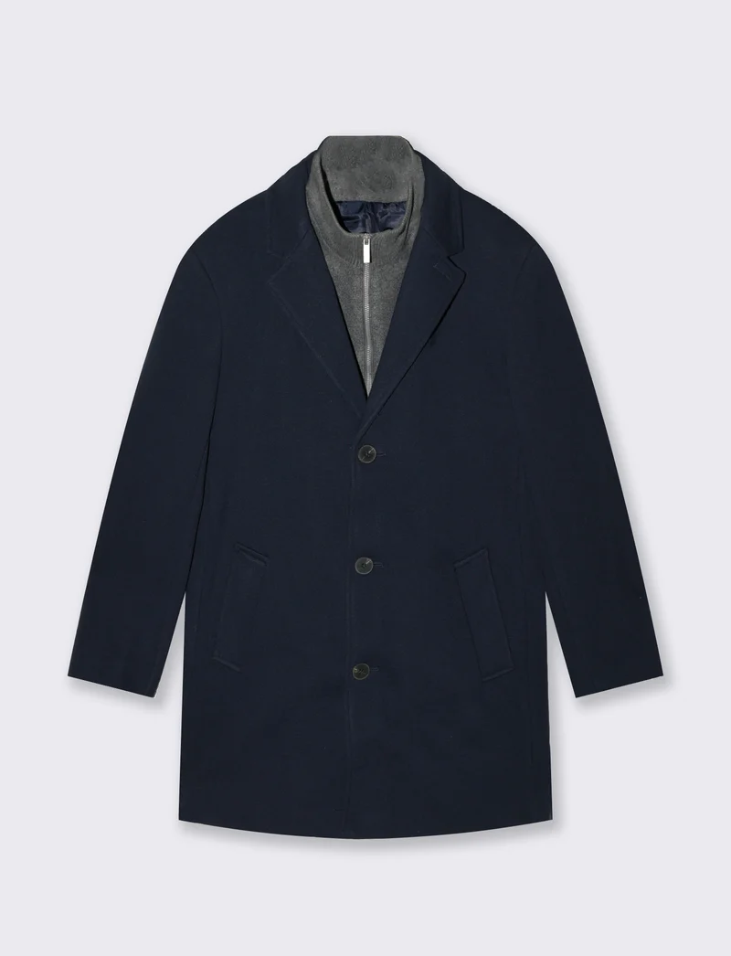 CAPPOTTO FINTO DOPPIO CAPO - Blu melange