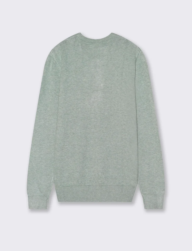 MAGLIA GIROCOLLO FILATO PREMIUM - Verde melange