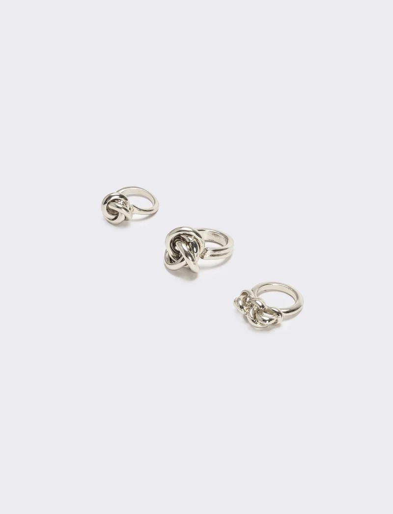 Card donna anelli 3 pezzi con nodo - Argento