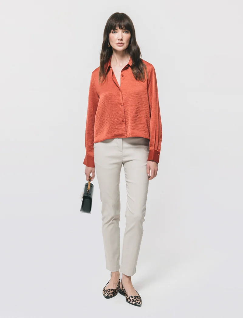 Camicia Crop Manica Lunga - Ruggine