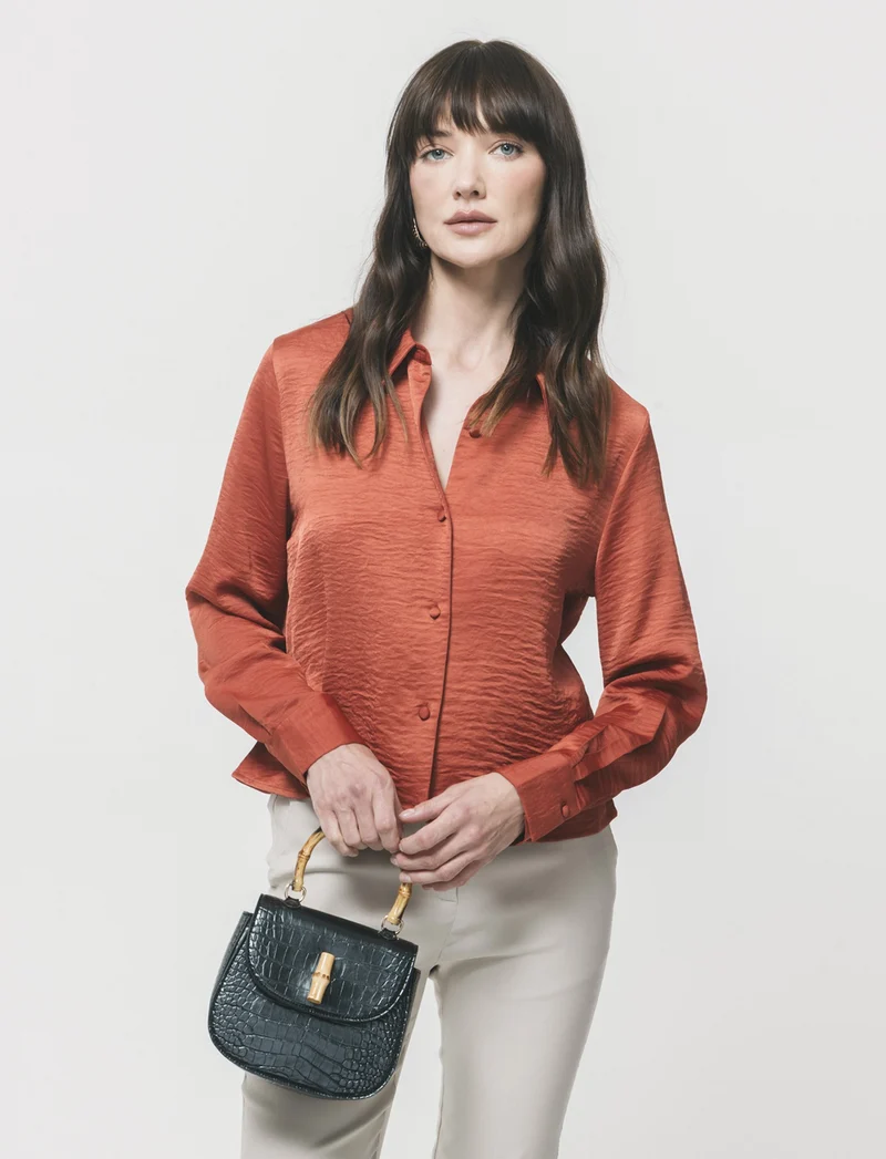 Camicia Crop Manica Lunga - Ruggine