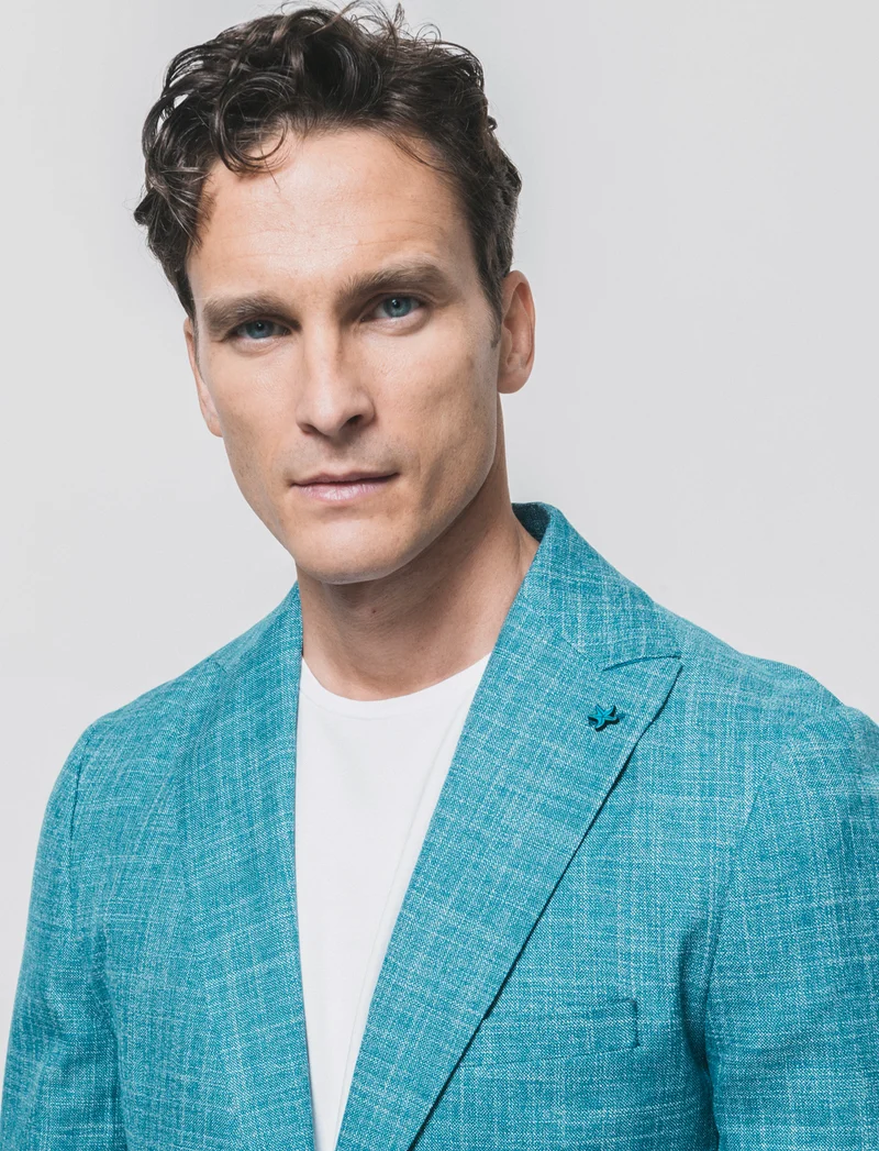 Blazer formale in tessuto strutturato - Verde petrolio
