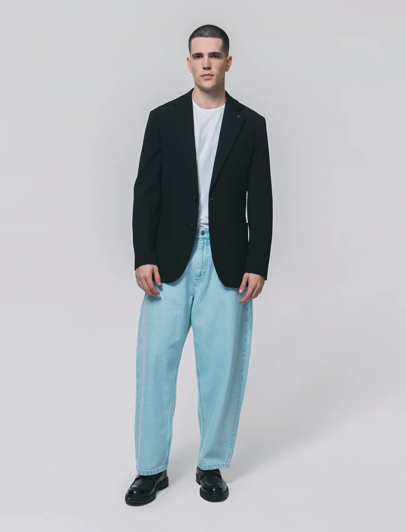 Blazer micro waffel formal fit elegante - Nero