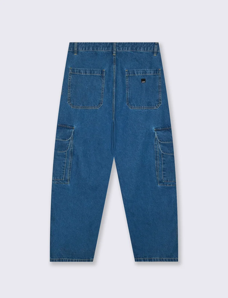 Jeans Baggy Cargo con Tasche Patta - Denim