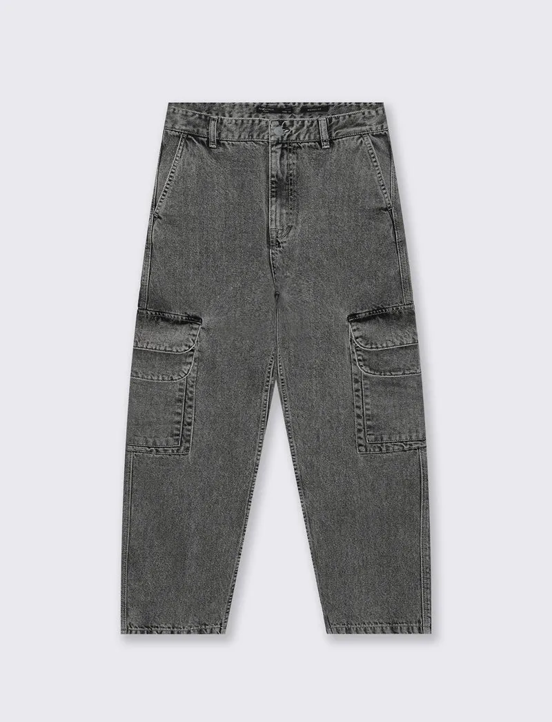 Jeans Baggy Cargo con Tasche Patta - Grigio