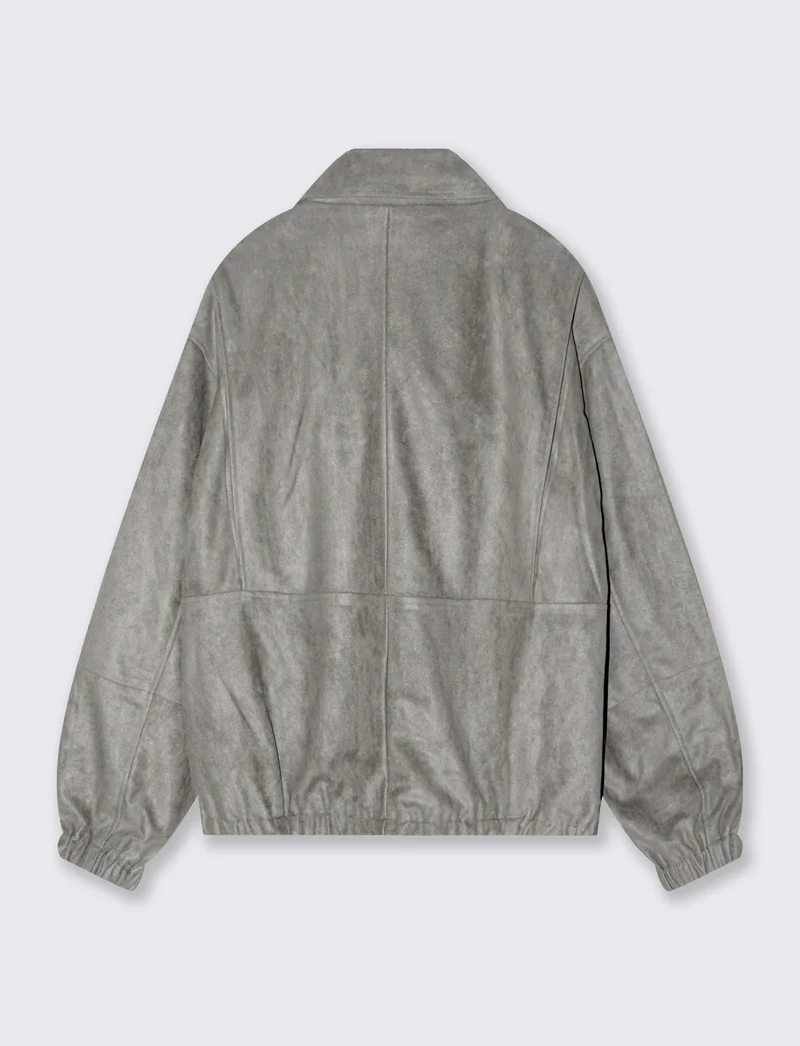 Giubbotto scamosciato collo francese - Grigio