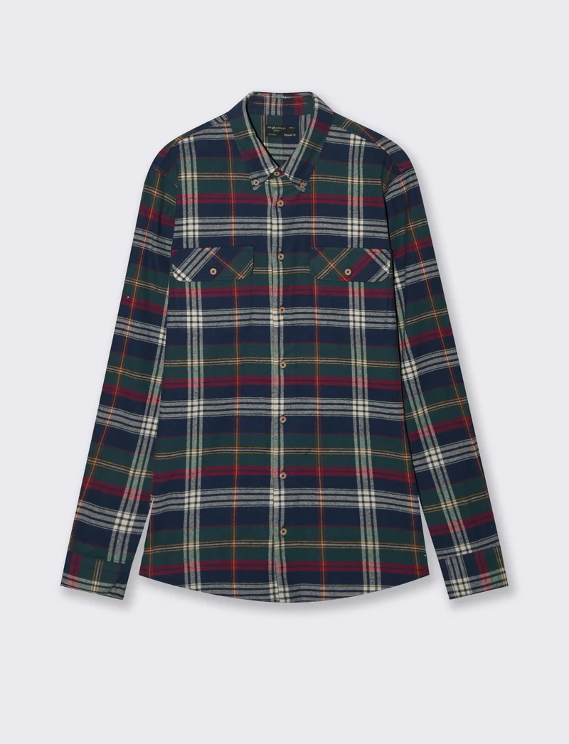 CAMICIA A QUADRI IN FLANELLA - Blu