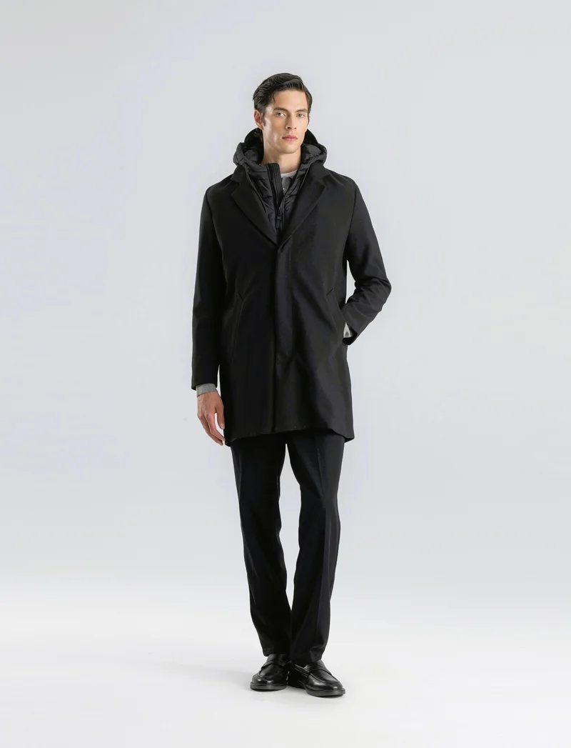 CAPPOTTO TECNICO FINTO DOPPIO CAPO - Nero
