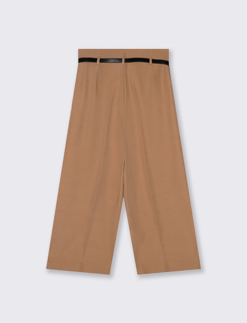 Pantalone Culotte con Cintura e Elastico - Cammello