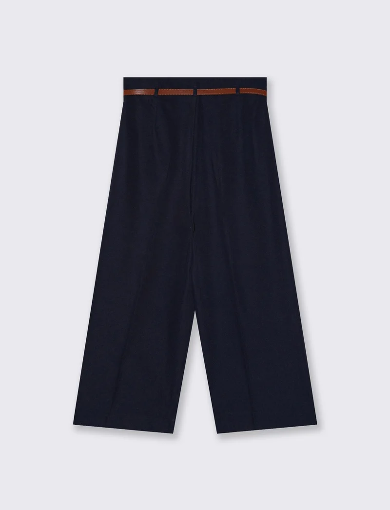 Pantalone Culotte con Cintura e Elastico - Blu