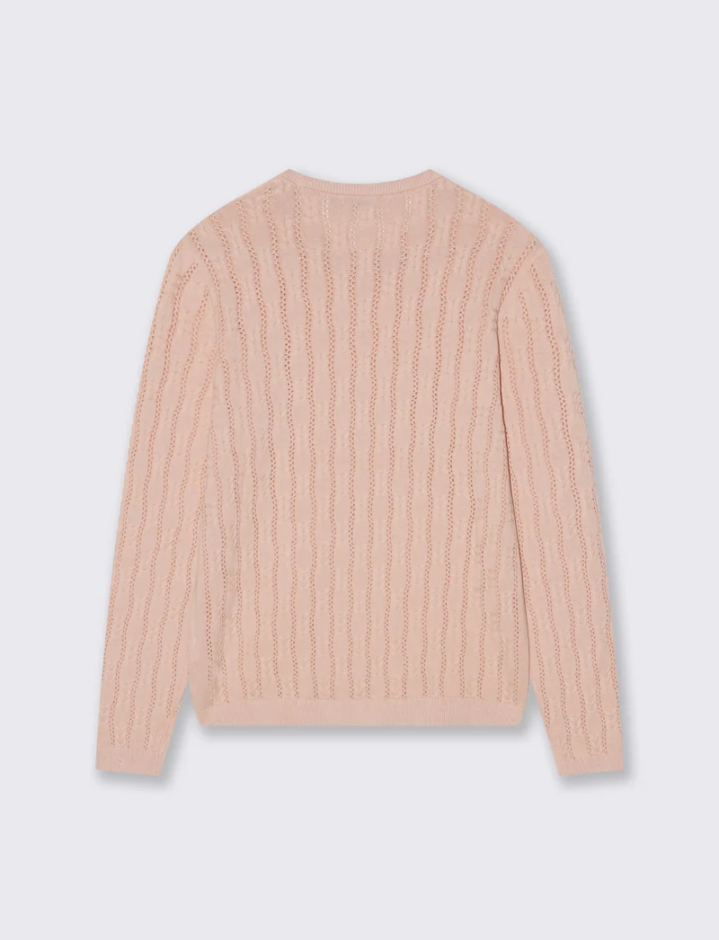 Pullover Girocollo a Treccia - Pesca