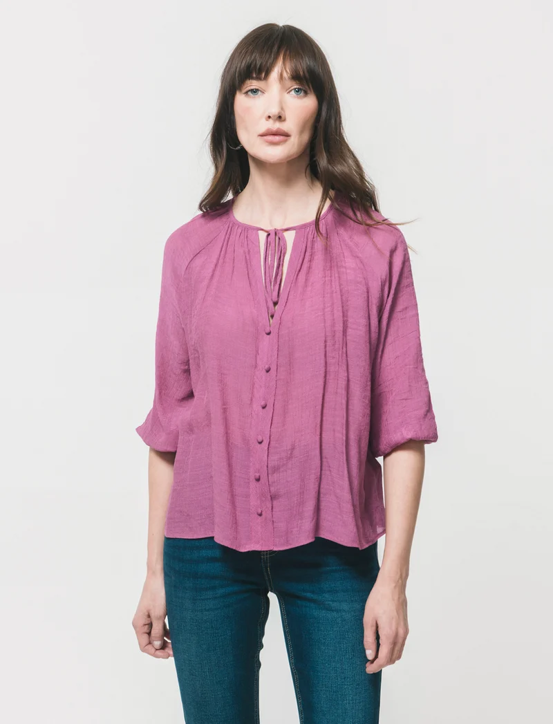 Blusa con Manica a 3/4 - Fuxia azalea