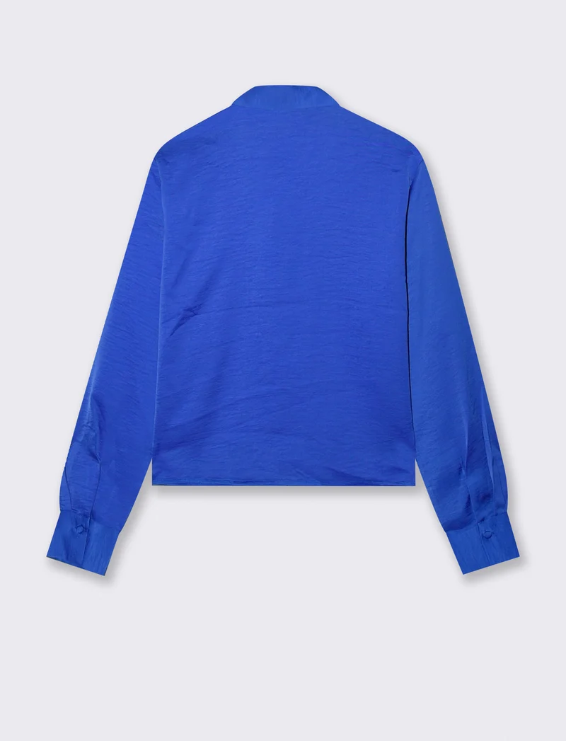 Camicia Crop Manica Lunga - Blu royal