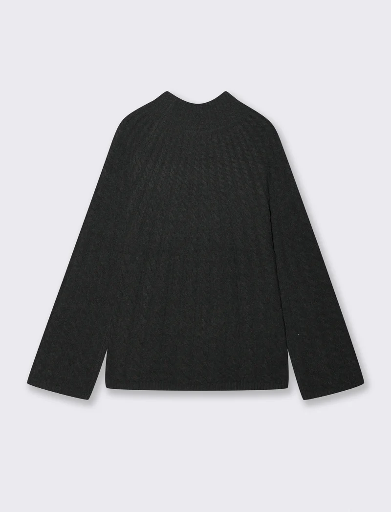 MAXIPULLOVER A TRECCE - Grigio scuro