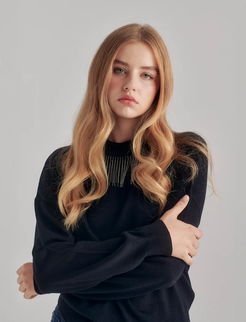 PULLOVER CON PERLINE - Nero