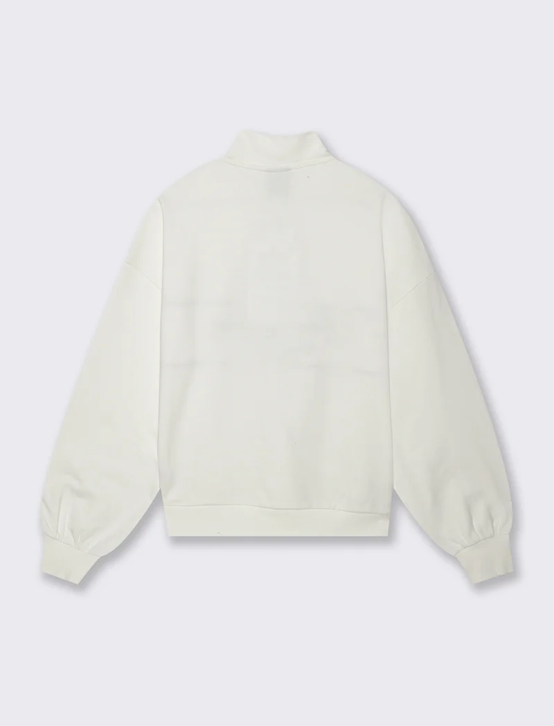 FELPA CON SCOLLO SERAFICO CON ZIP - Avorio