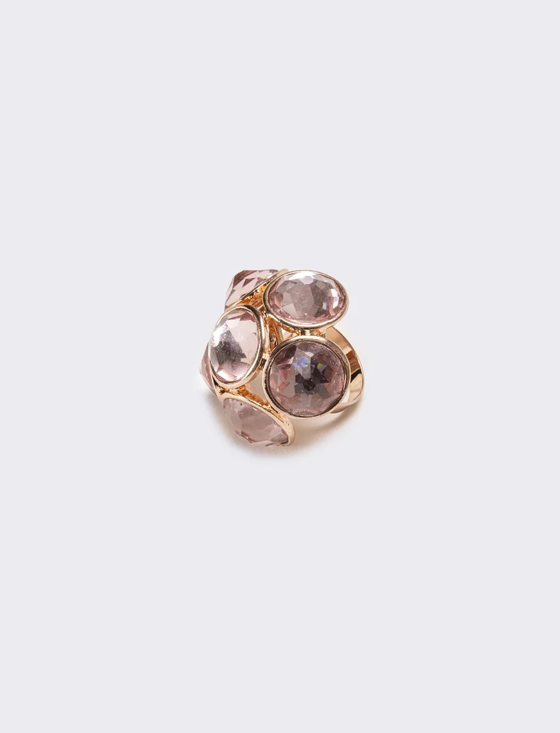 Anello donna con pietre grandi - Rosa