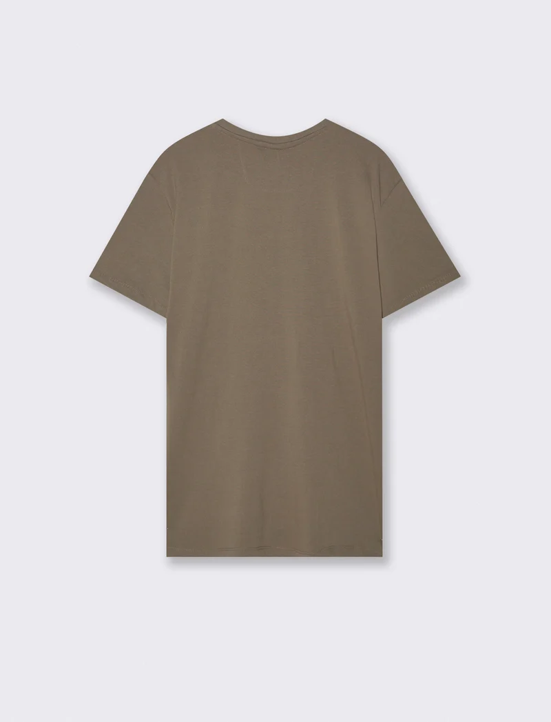 T-shirt girocollo in piquet premium - Grigio fango