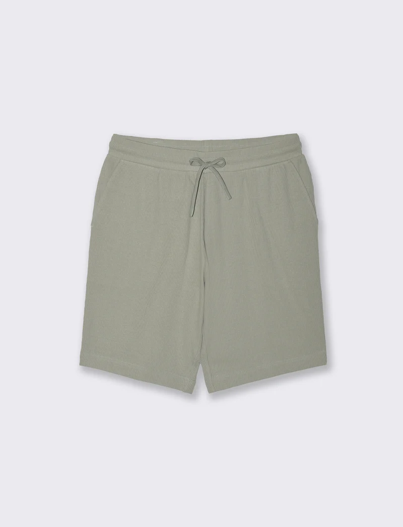 Bermuda in cotone a coste verticali - Grigio