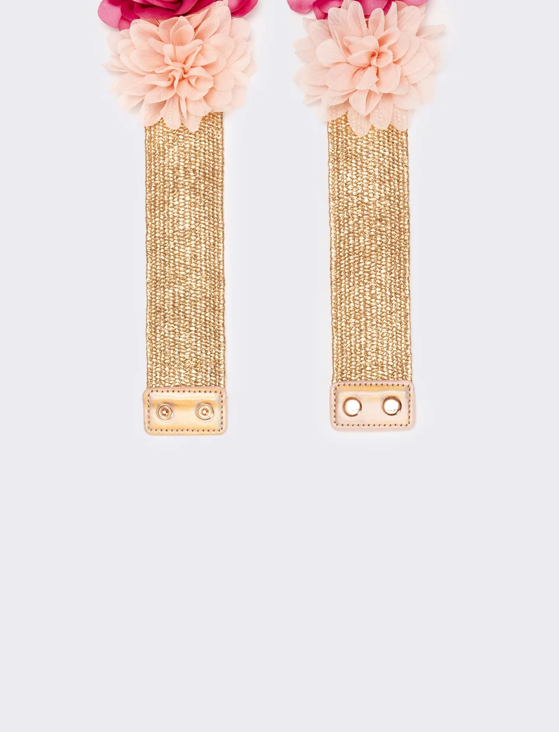 Cintura bambina elastica con fiori - Rosa