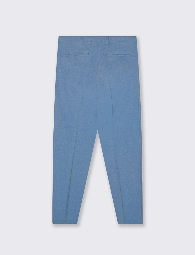 Pantalone Completo Tessuto Dobby Melange - Celeste