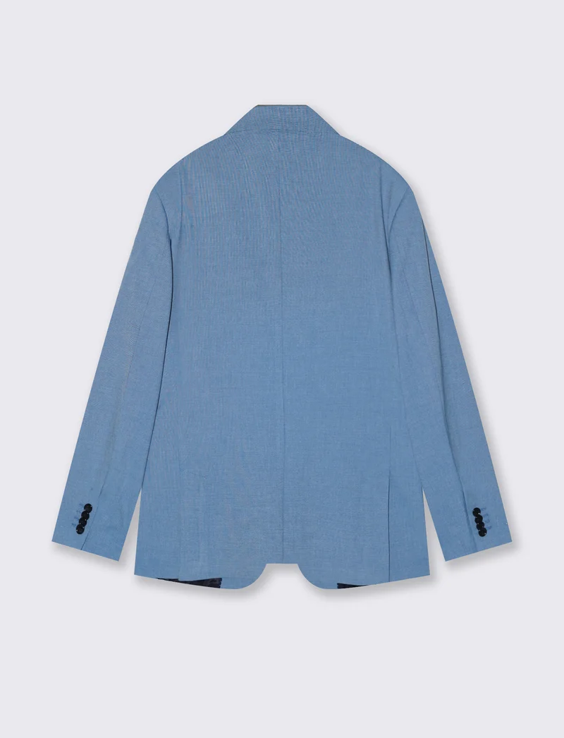 Blazer Formal Fit in Tessuto Dobby Melange - Celeste