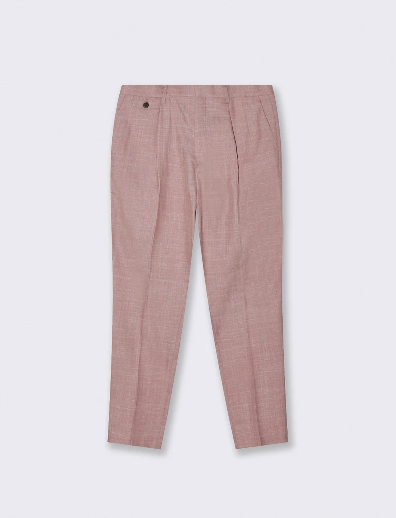 Pantaloni formal fit in tessuto strutturato - Corallo