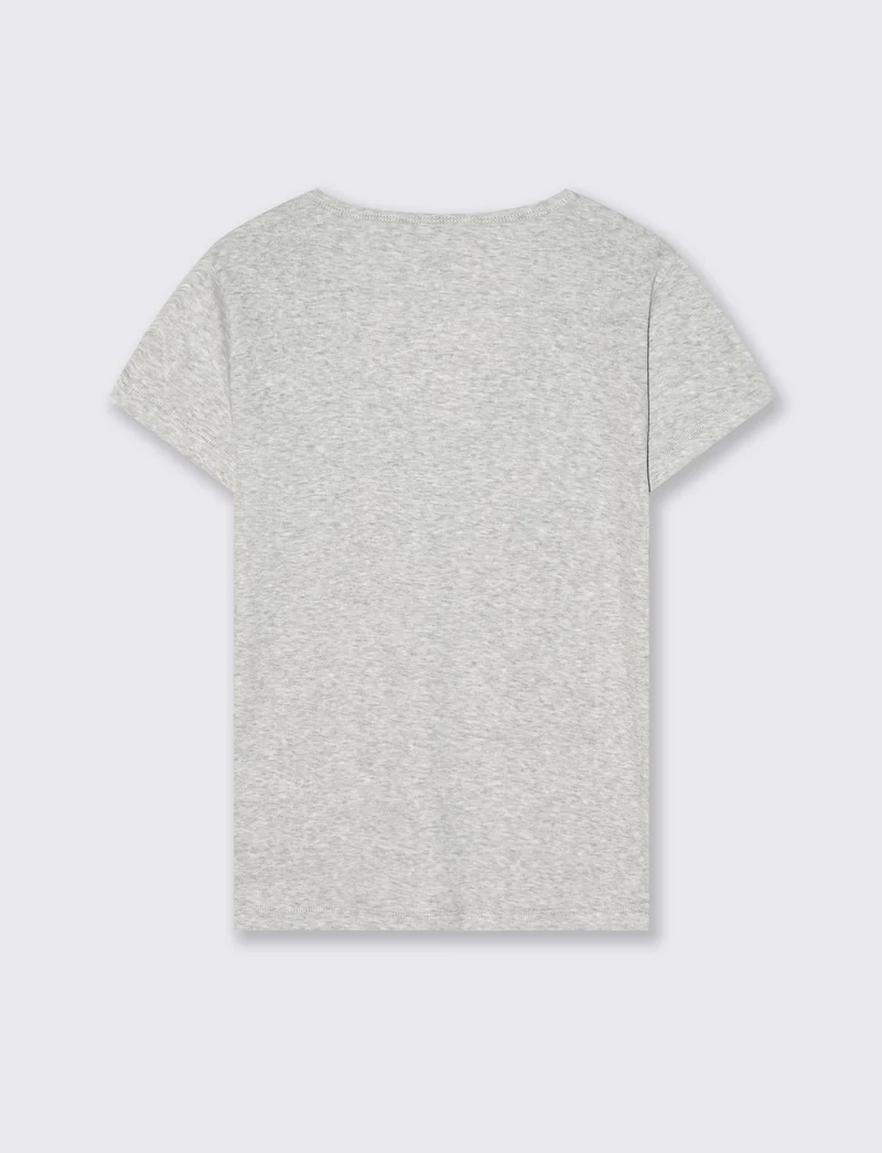 T-Shirt Basica Mezza Manica Girocollo - Grigio chiaro mel.