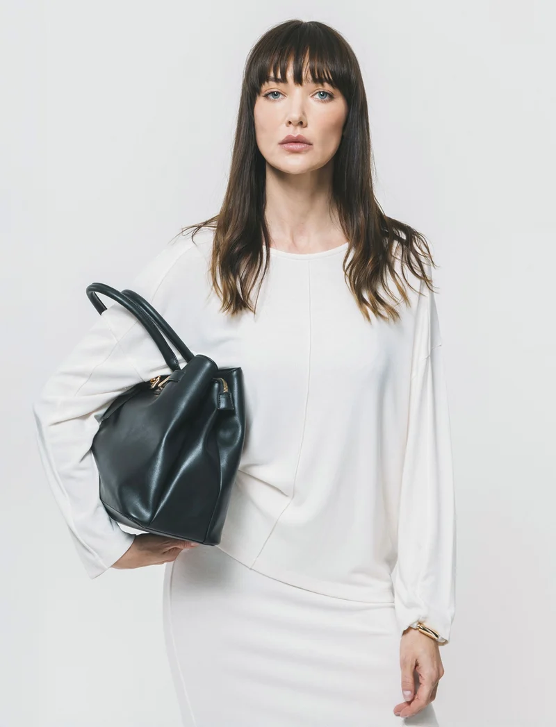 T-Shirt Manica Lunga con Spalla Scesa - Avorio