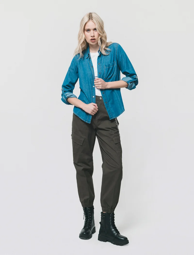 Camicia in Jeans Manica Lunga - Denim