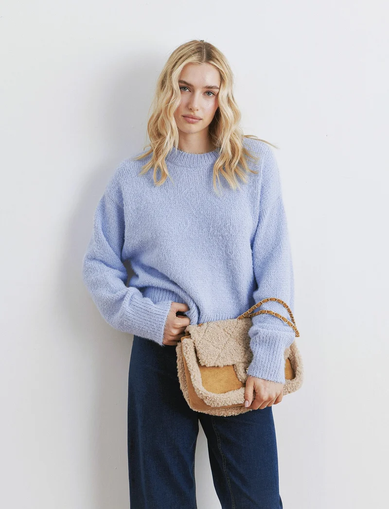 PULLOVER IN CINIGLIA OPACA - Celeste