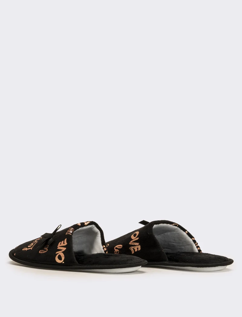 Pantofola con scritta love da donna - Nero