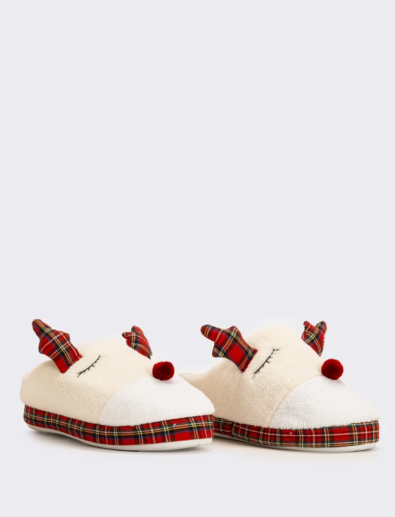 Pantofola natalizia da donna - Beige
