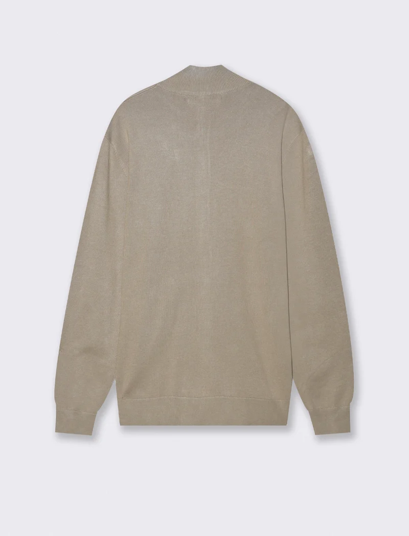 MAGLIA CARDIGAN CON BOTTONI E CERNIERA - Beige