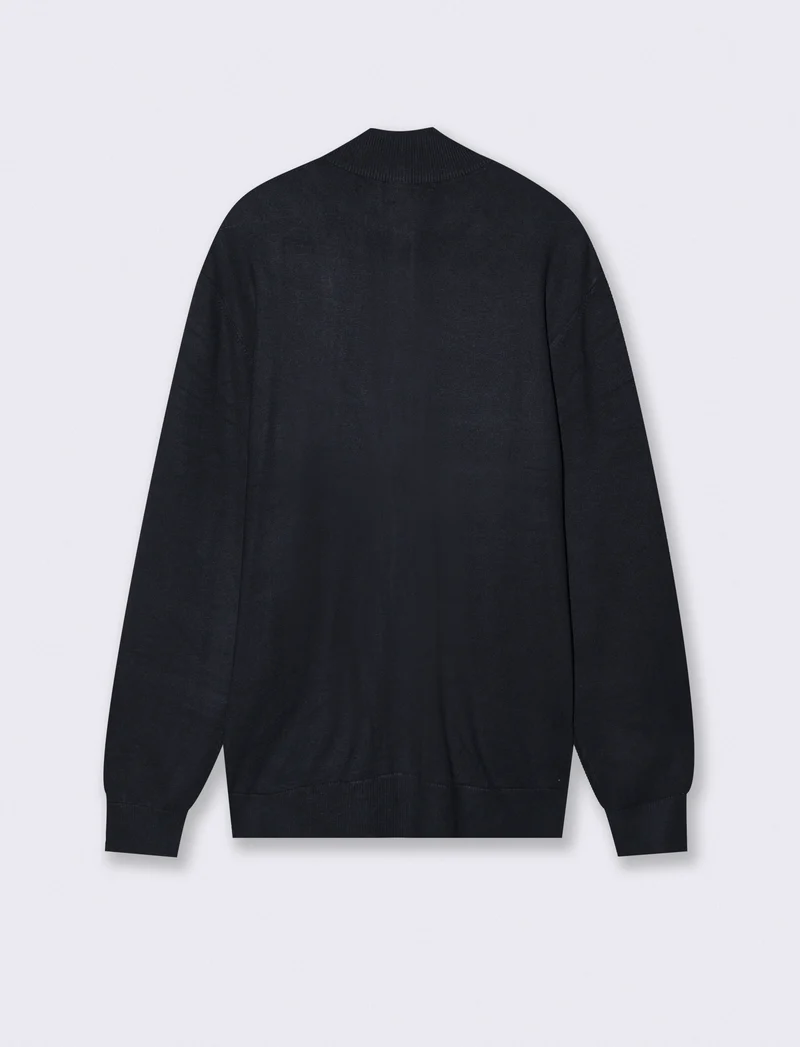 MAGLIA CARDIGAN CON BOTTONI E CERNIERA - Blu