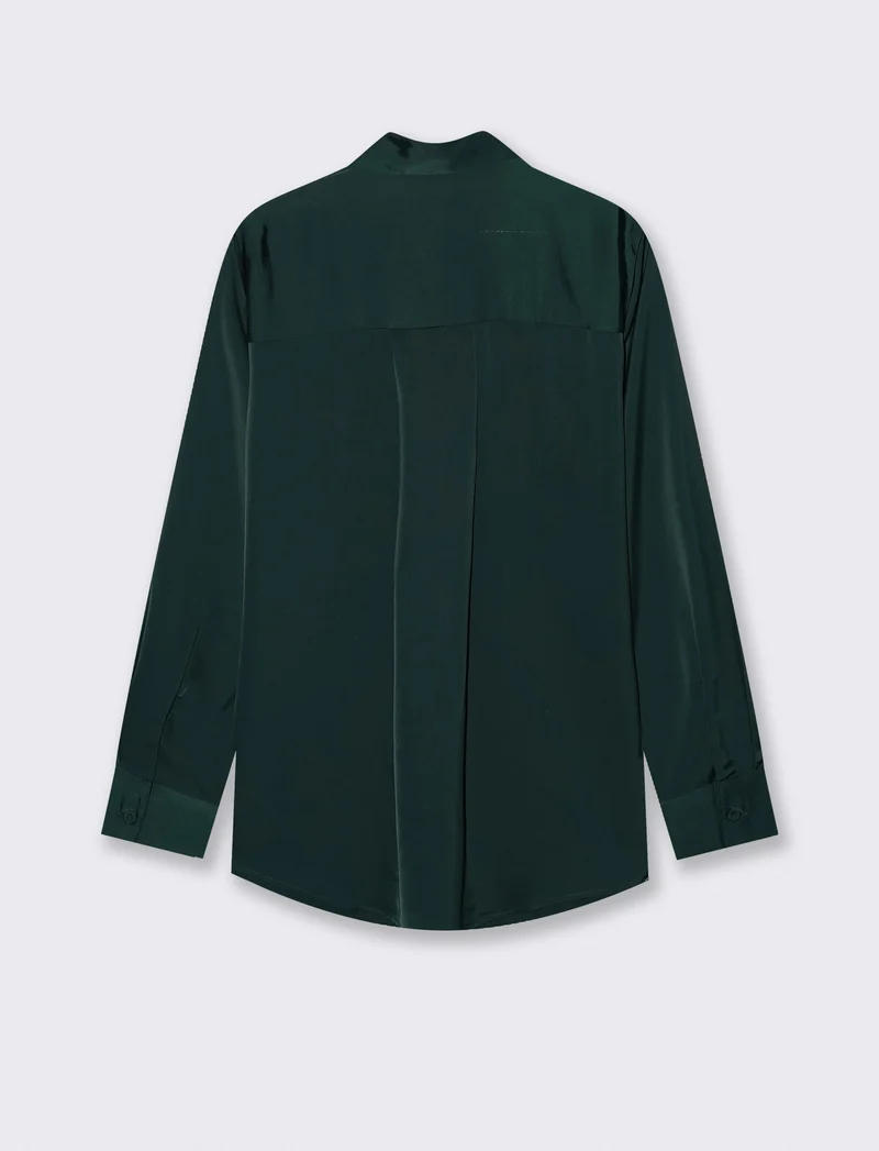 CAMICIA IN SATIN - Verde bosco