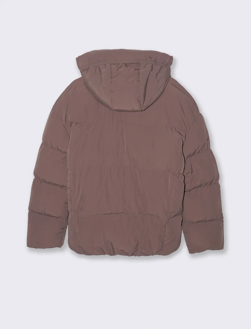 GIUBBOTTO BOXY FIT CON CAPPUCCIO - cipolla