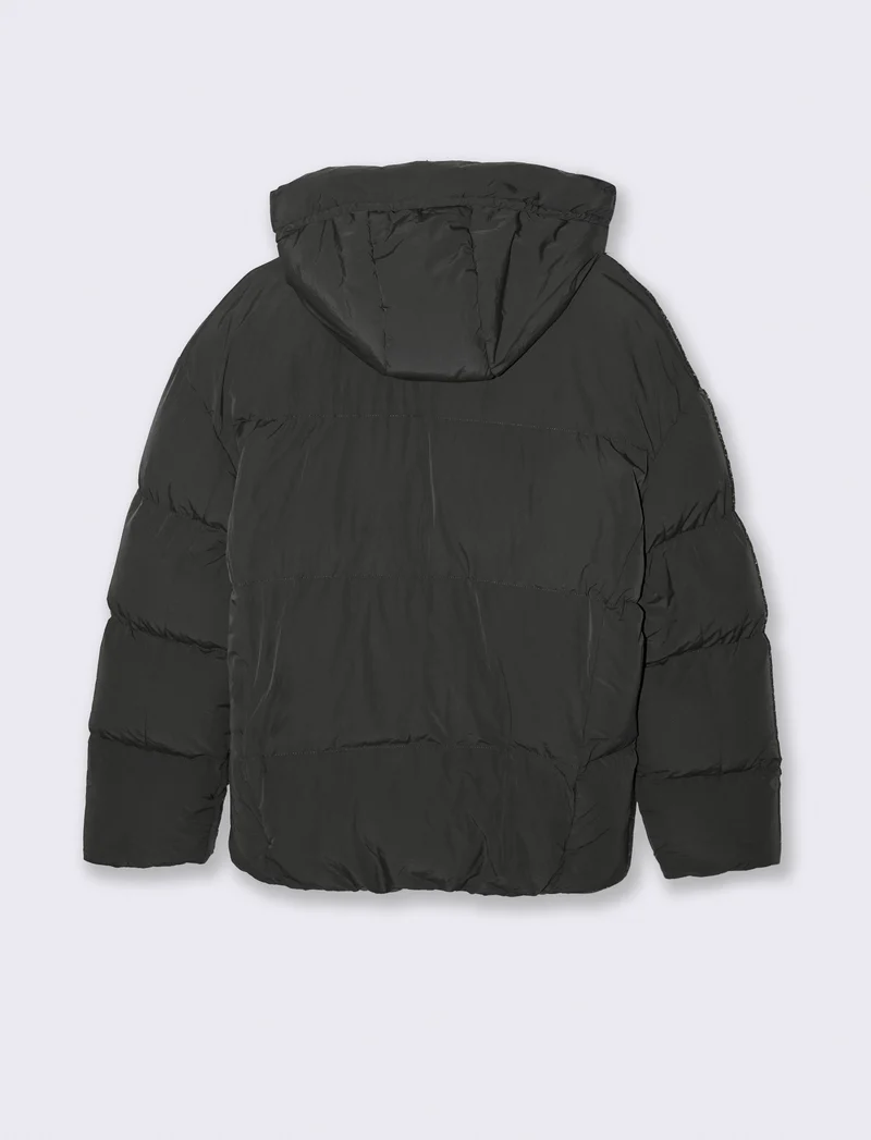 GIUBBOTTO BOXY FIT CON CAPPUCCIO - Nero