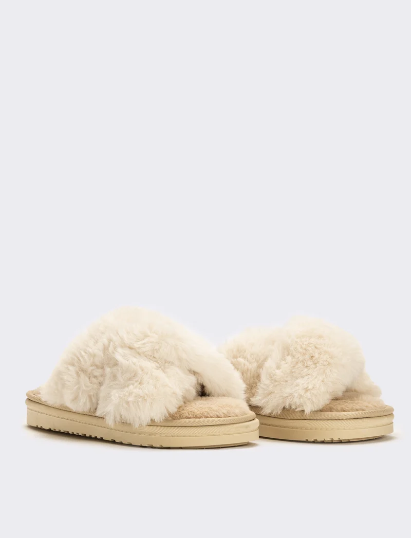 Pantofola con fasce intrecciate da donna - Bianco
