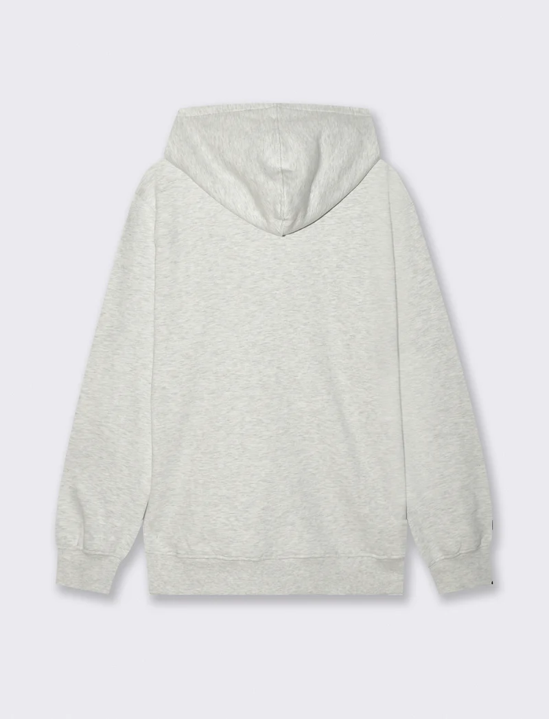 FELPA CON CAPPUCCIO CON STAMPA FLOCK - Grigio mel.