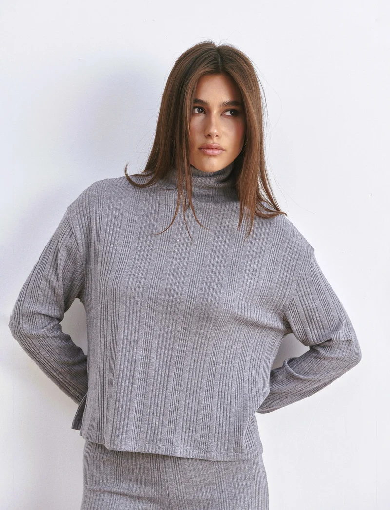 T-SHIRT A COSTE - Grigio mel.