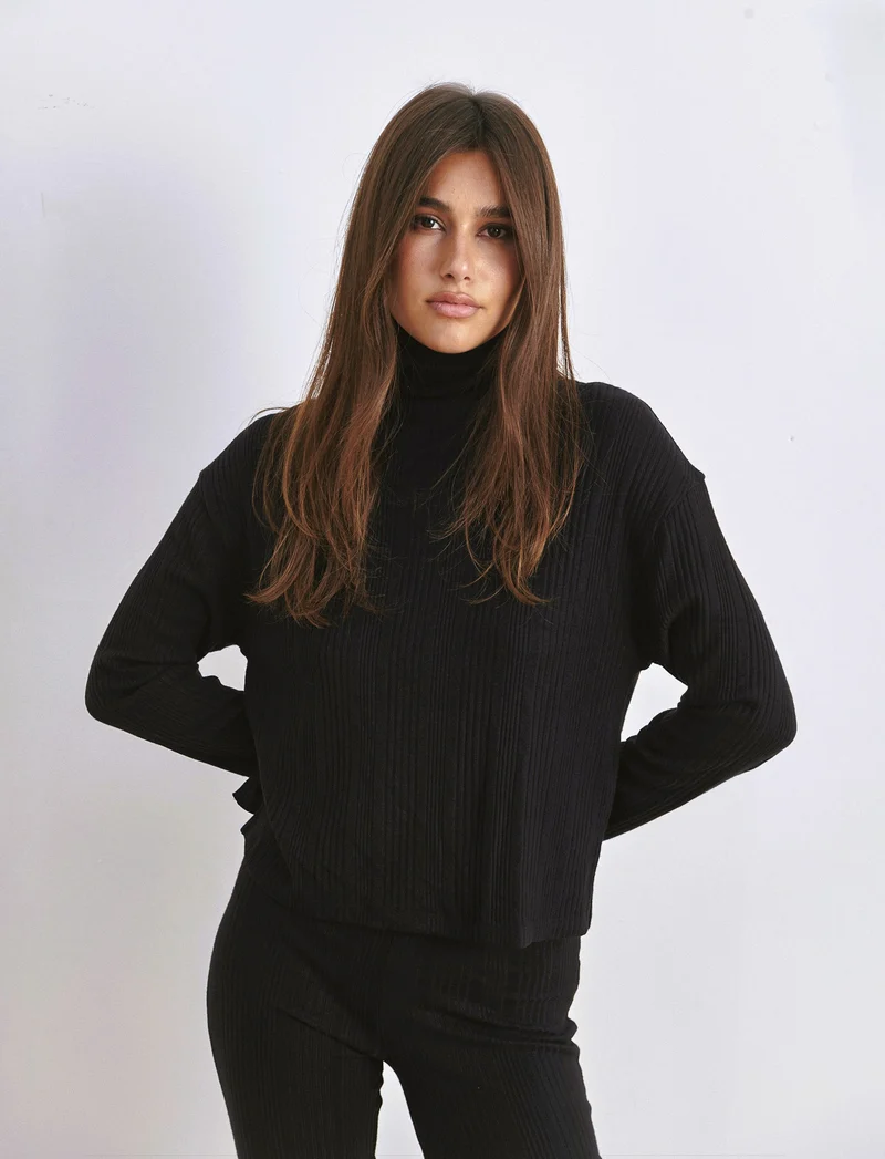 T-SHIRT A COSTE - Nero