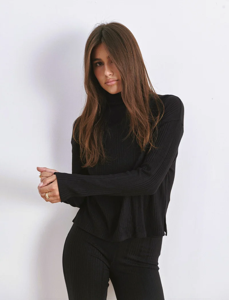 T-SHIRT A COSTE - Nero