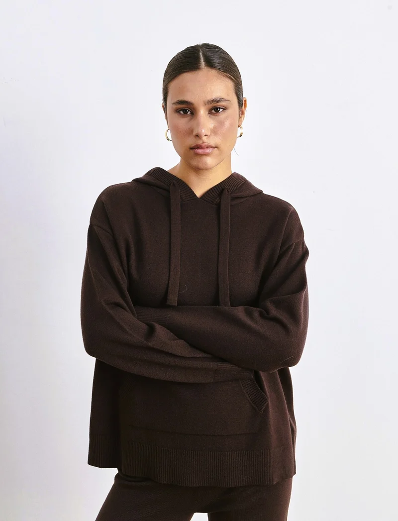 PULLOVER CON CAPPUCCIO - Moro