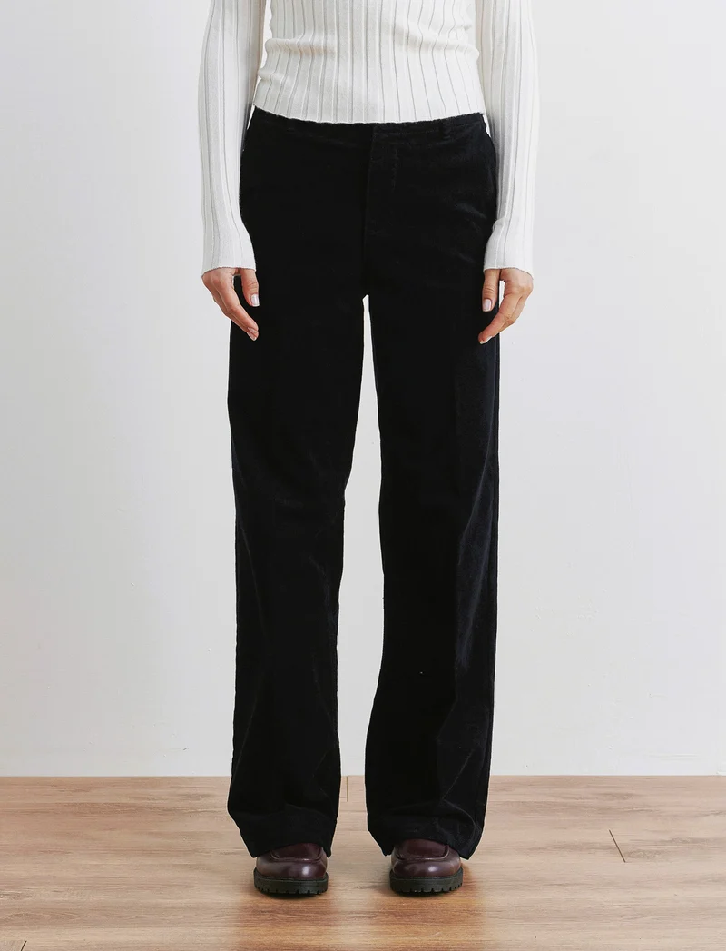 PANTALONE IN VELLUTO GAMBA LARGA - Blu