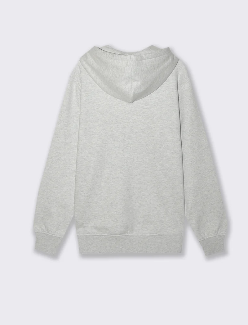 FELPA CON CAPPUCCIO CON STAMPA CRACK - Grigio melange