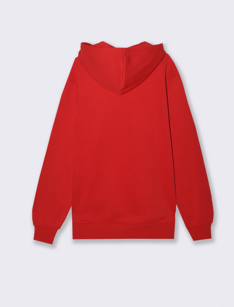 FELPA CON CAPPUCCIO CON STAMPA CRACK - Rosso